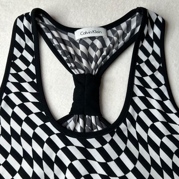 Calvin Klein Checkerboard Racing Dress Women Racer Back Small Midi - Picture 6 of 11